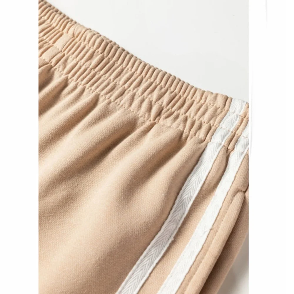 Oatmeal Varsity Striped Detail Crewneck & Sweatpants 2pcs Outfit - Picture 3 of 12